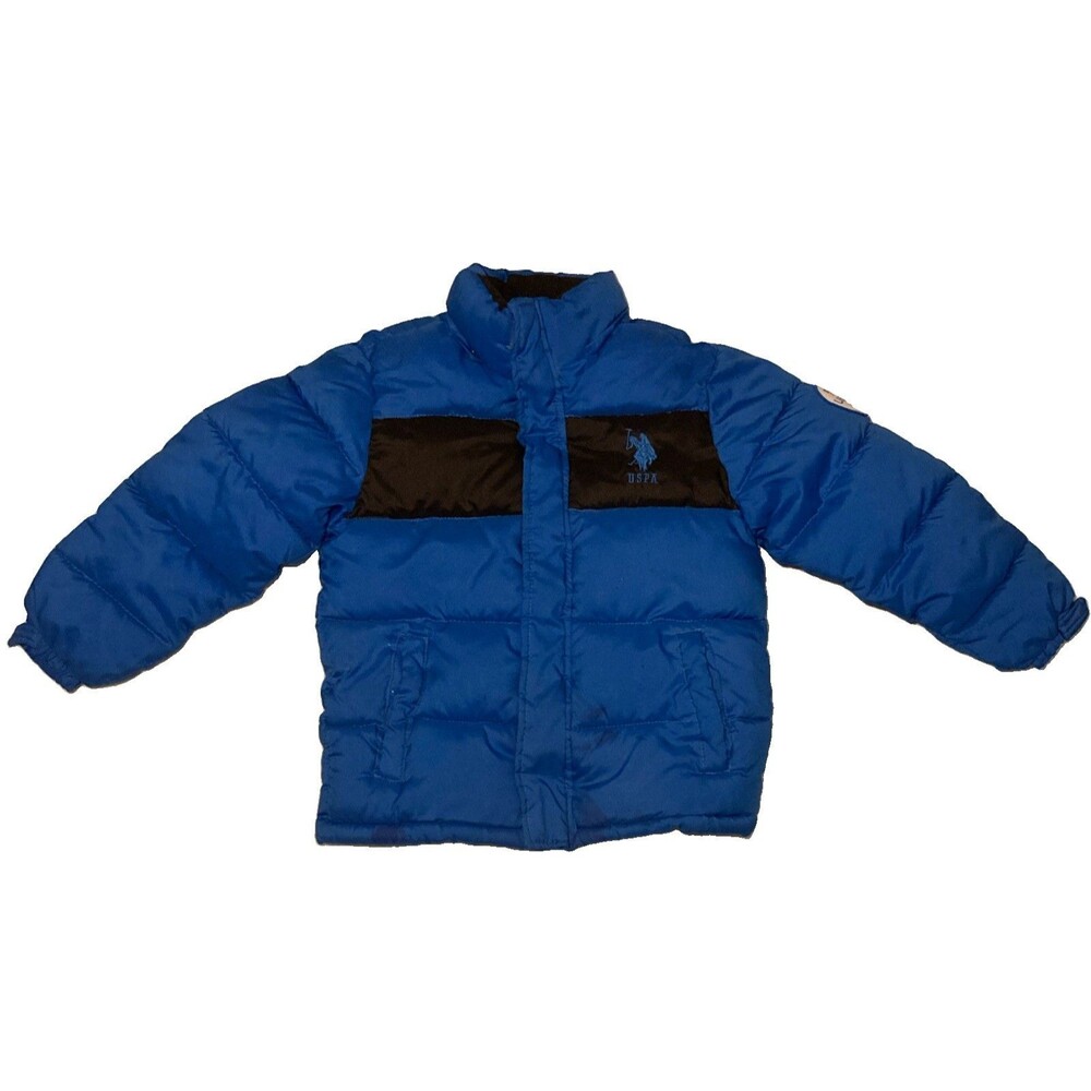 Boys 8 / Small US Polo Assn Fleece Lined Puffer Coat Blue Heavy Warm